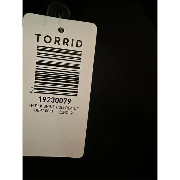 Torrid Women's Black Shine Pom Beanie Winter Hat One Size - Picture 4 of 6